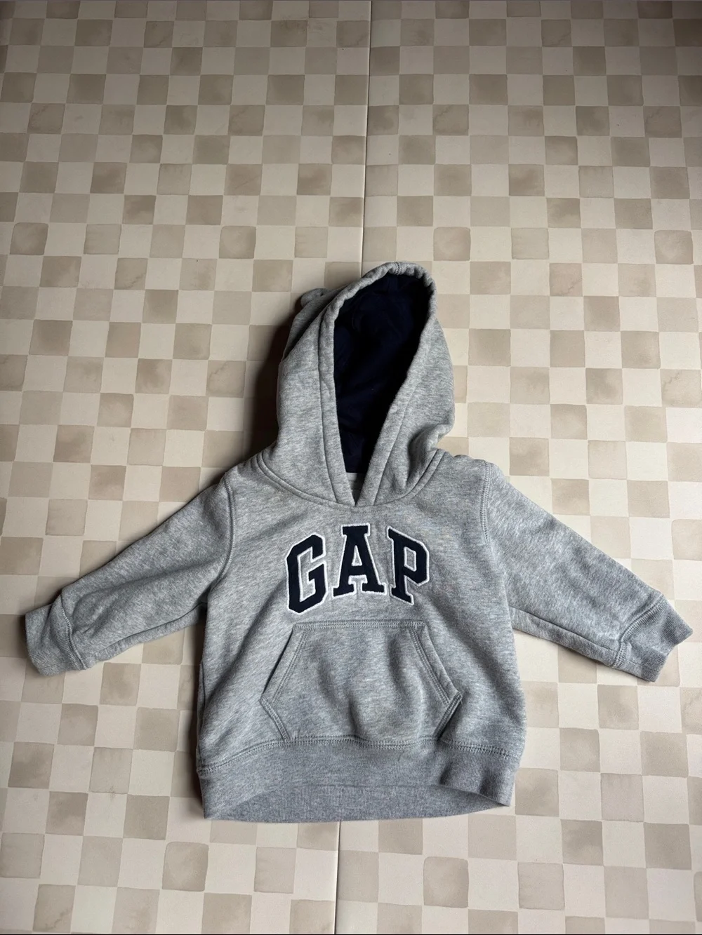 GAP Light Gray Hoodie with Ears and Navy Logo